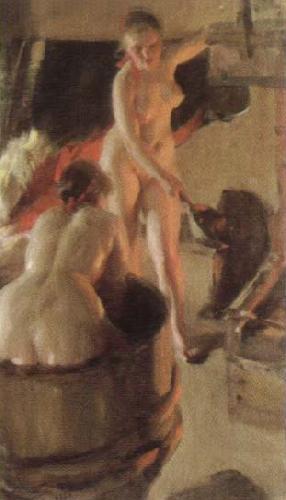 Anders Zorn girls from dalarna having a bath oil painting picture